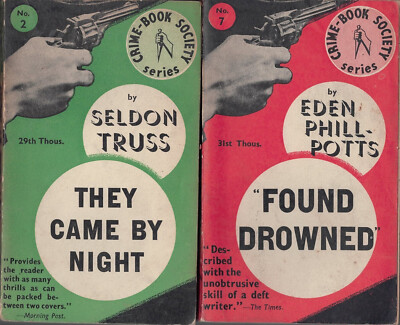 Seldon Truss & Eden Phillpotts By Night  Crime Book Society 2 & 7 vintage pbs