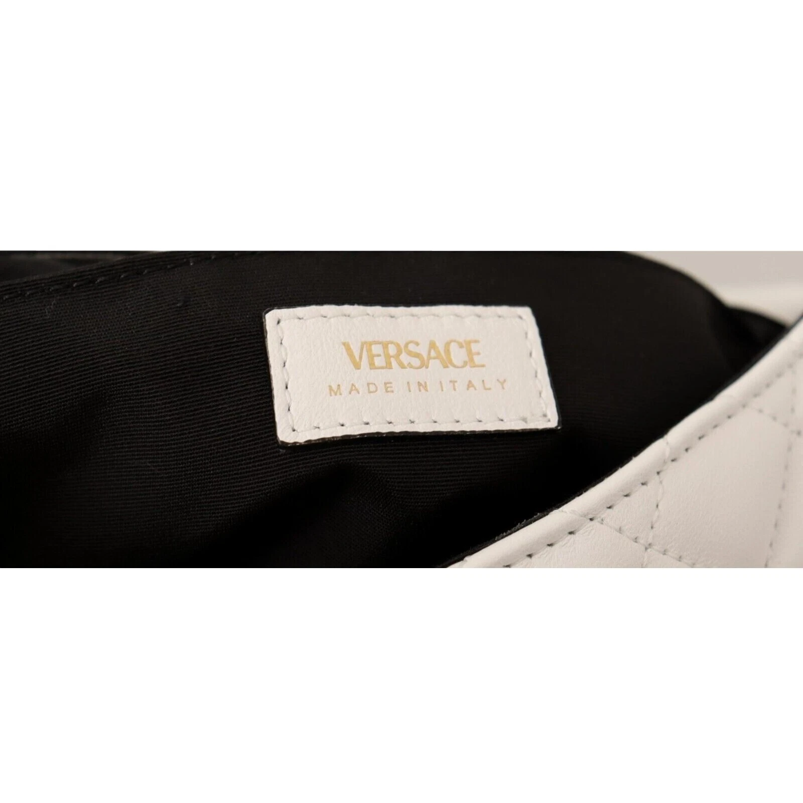 Borsa a tracolla piccola Versace La Medusa nappa trapuntata beige pelle catena nuova