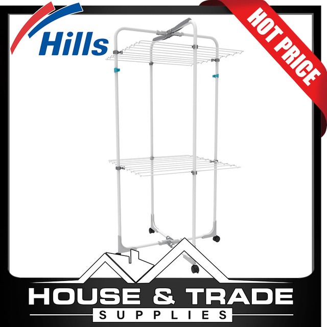 Hills Clothes Airer 2 Tier 13 Metres of Drying Space White Fe209548 for