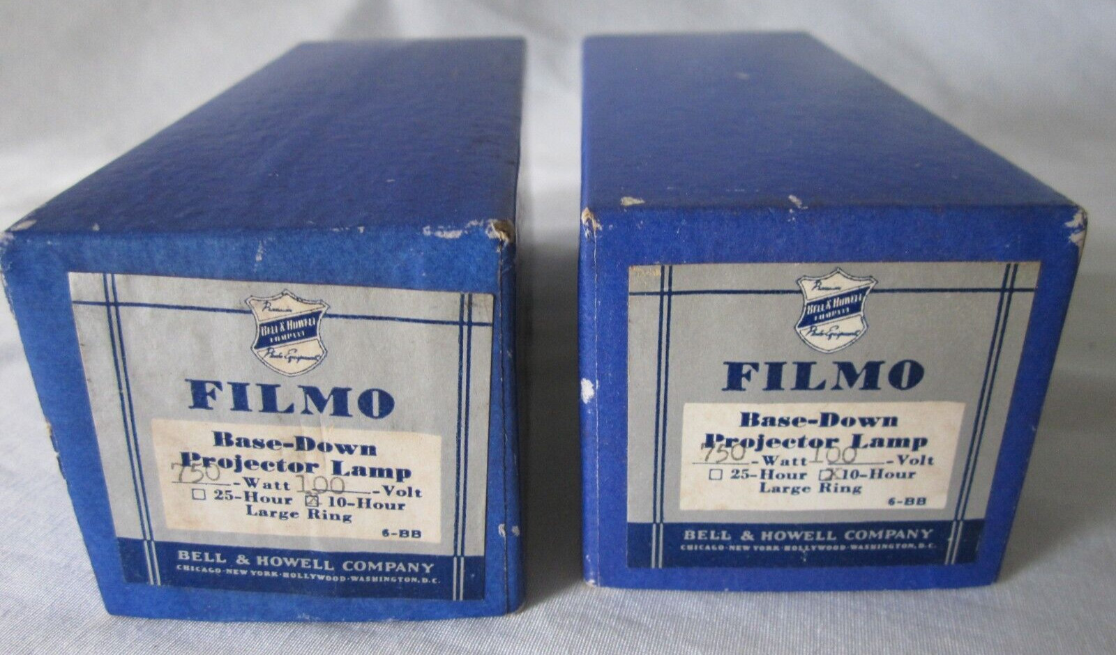 2 Bell & Howell Filmo Movie Projector Lamps Mazda 750W 100V Large Ring 03581 Box
