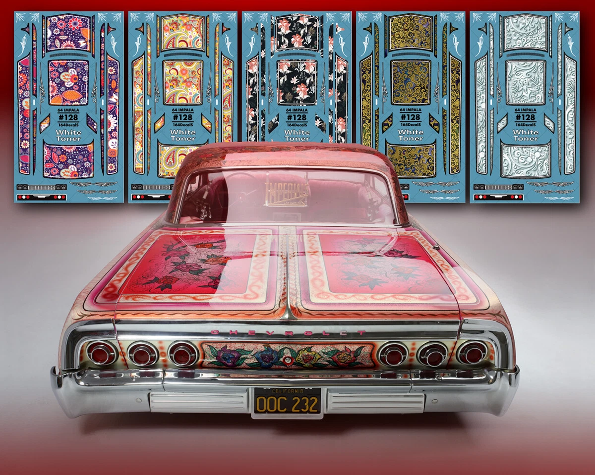 64 IMPALA LOWRIDER WHITE & CLEAR Waterslide Decals 1/64 CUSTOM Hot Wheels  #128 | eBay