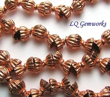 16" BRIGHT COPPER 7mm Bead Caps #101 