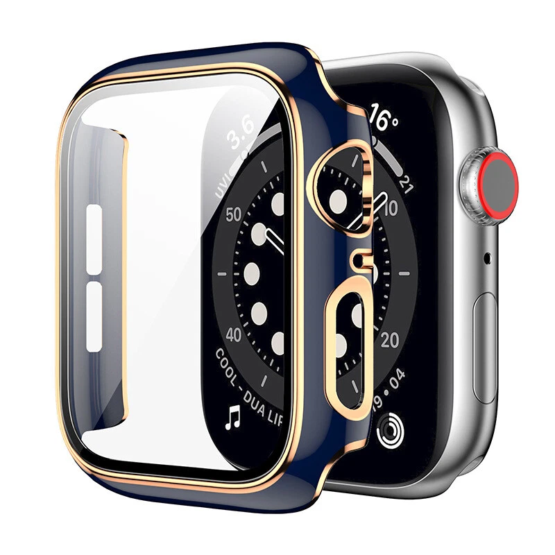 For Apple 3/4/5/6/7/8 Watch Hard PC Watch Case with Tempered Glass Screen