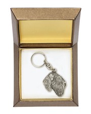 Black Russian Terrier, Chornyi Terrier - Silver-plated pendant with a dog in a d