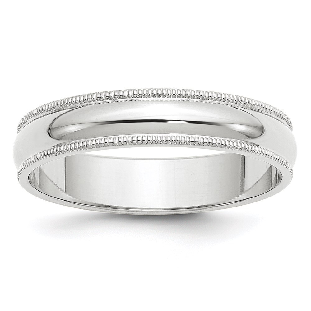 10k White Gold 5mm Milgrain Half Round Mens Wedding Band Size 9  