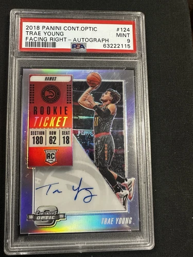 2018 PANINI CONTENDERS OPTIC TRAE YOUNG FACING RIGHT AUTOGRAPH     ROOKIE #PSA 9