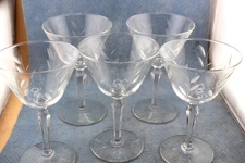 FIVE LIBBY CLEAR PRISCILLA PATTERN PEDESTAL SHERBET GLASSES