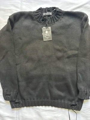 Mastermind World Sweater Mens Medium Black Skull Chunky Knit Crewneck Pullover