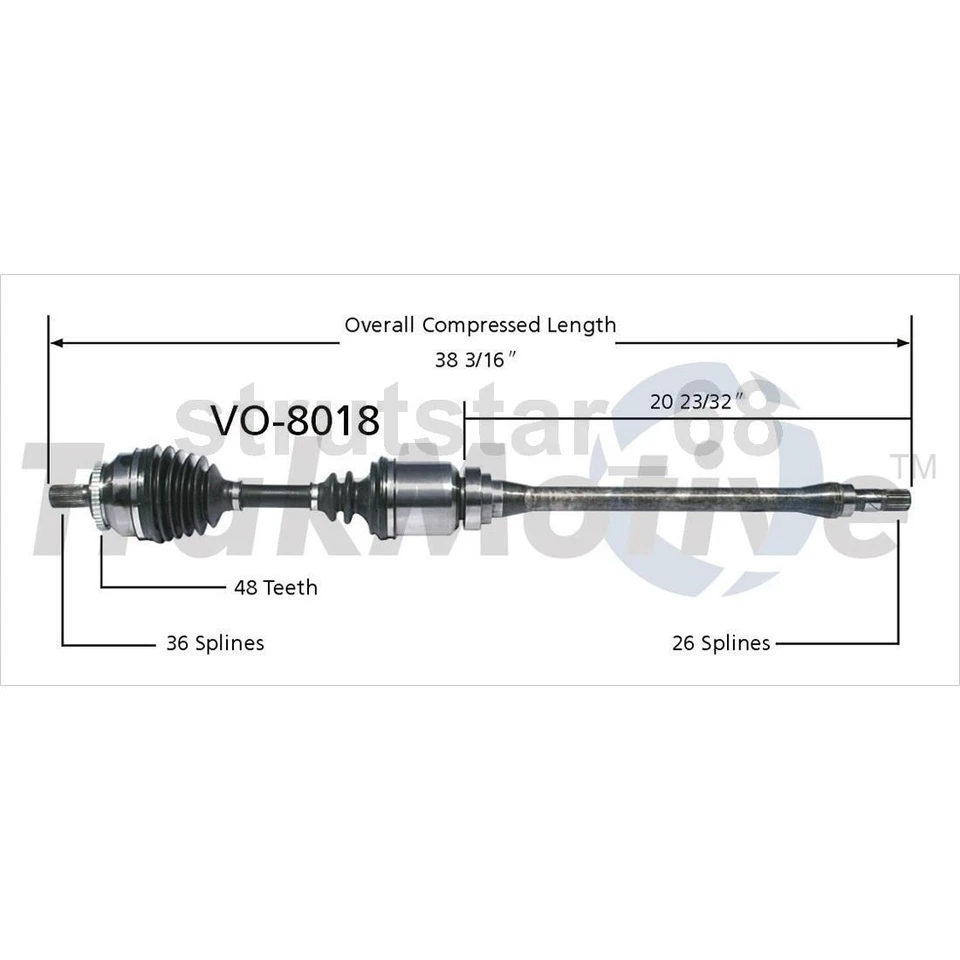 TrakMotive CV Axle Shaft 2pcs Front Left Front Right Fits Volvo C70 1999-2002 - Image 3 of 3
