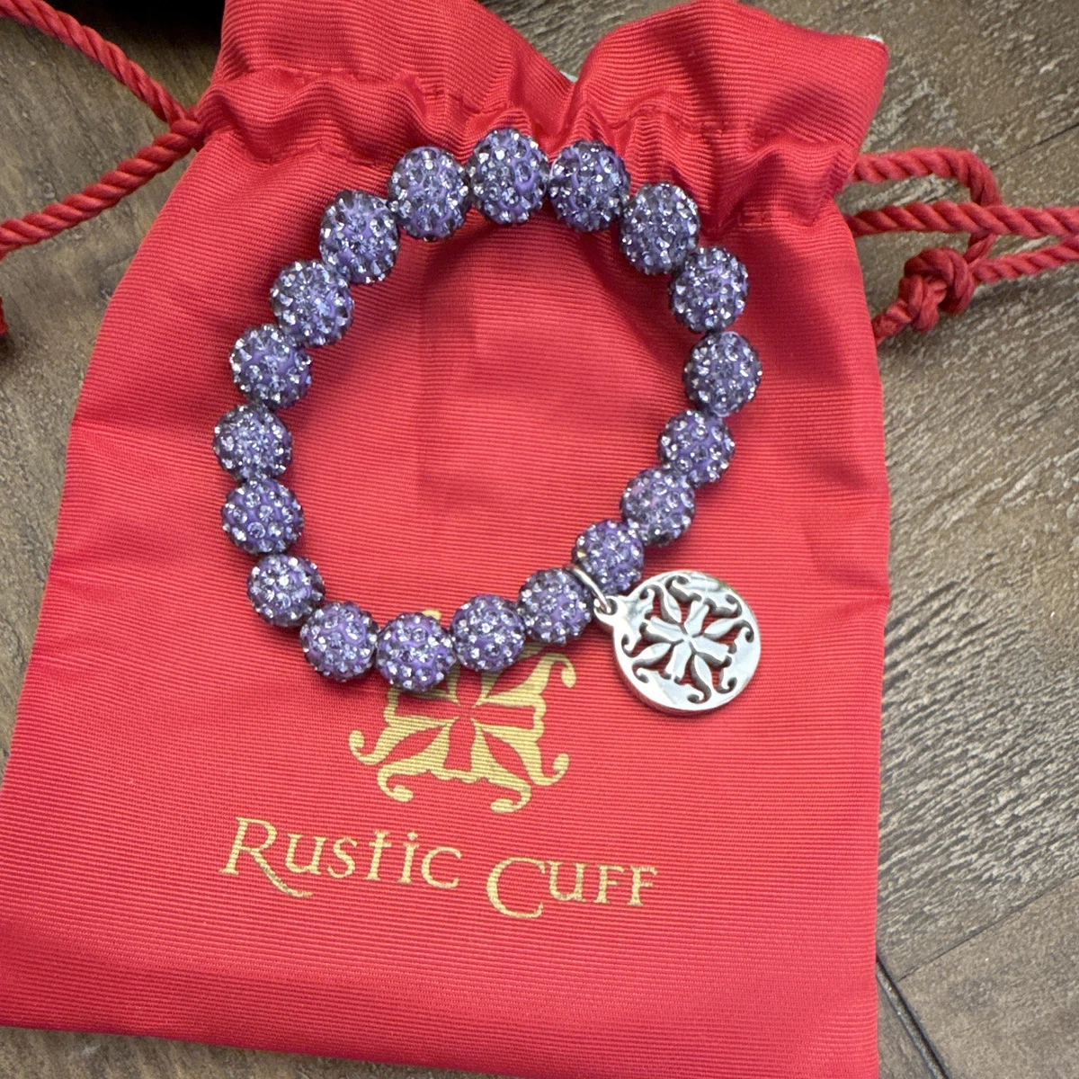 Rustic Cuff Purple Acrylic Cuff with Silver Logo Medallion Collections main image 3