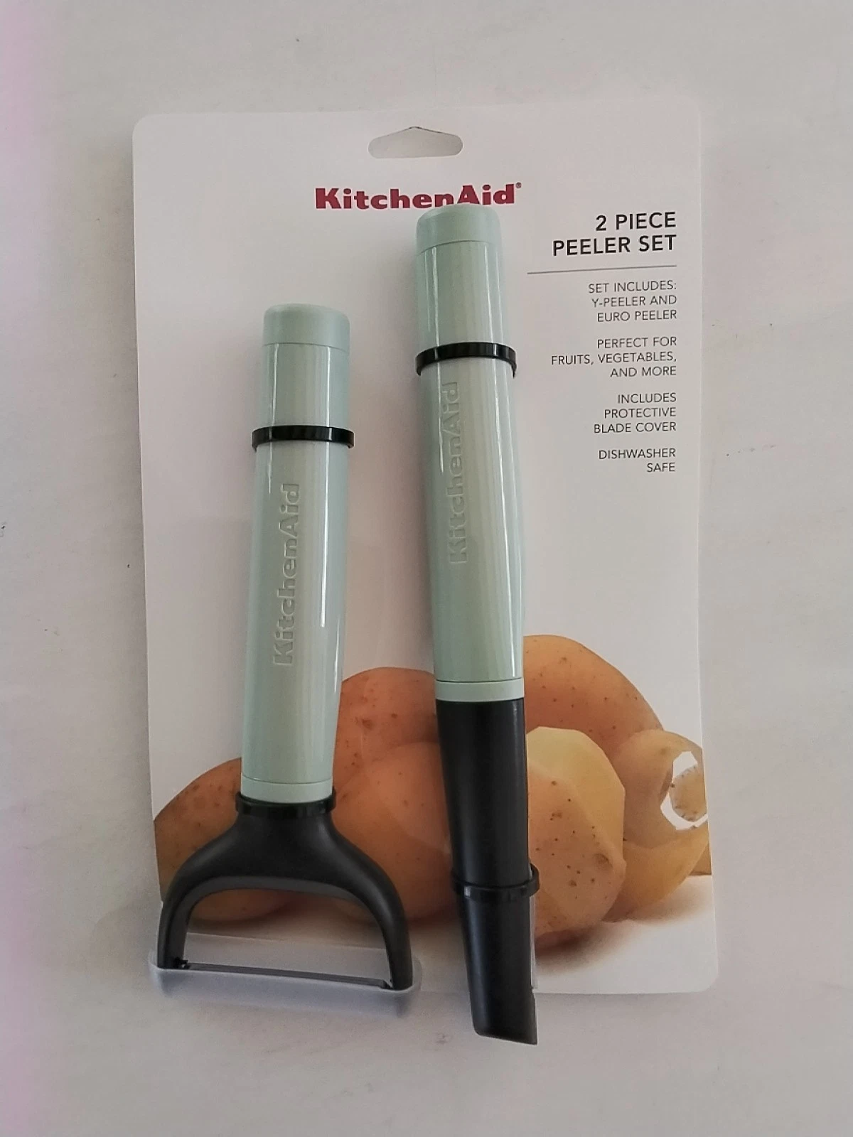 KitchenAid 2 Piece Peeler Set (Y & Euro Peeler) Pistachio Green KQ355OHPIA (NEW)