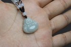 Cert'd Natural Light green A Jadeite jade Hand-Carved Maitreya Buddha Pendant — photo 9