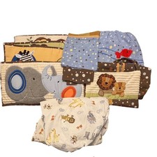 Lambs Ivy Jungle Safari Nursery Bedding Set Kids Brown Blue 9pc Animal Theme