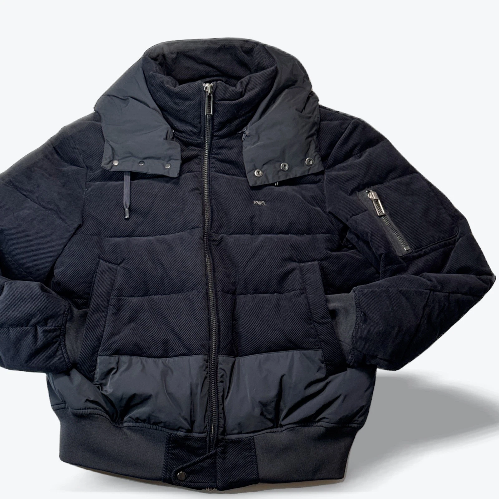 Emporio Armani Mens Puffer Jacket 52 NWT Black Hooded Down Bomber Coat Winter - product detail image 2