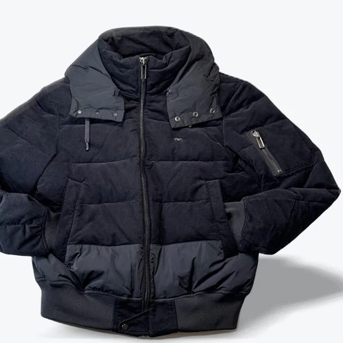 Emporio Armani Mens Puffer Jacket 52 NWT Black Hooded Down Bomber Coat Winter image 2