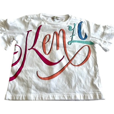 Kenzo Signature Girls White Short Sleeve T Shirt Top size 10