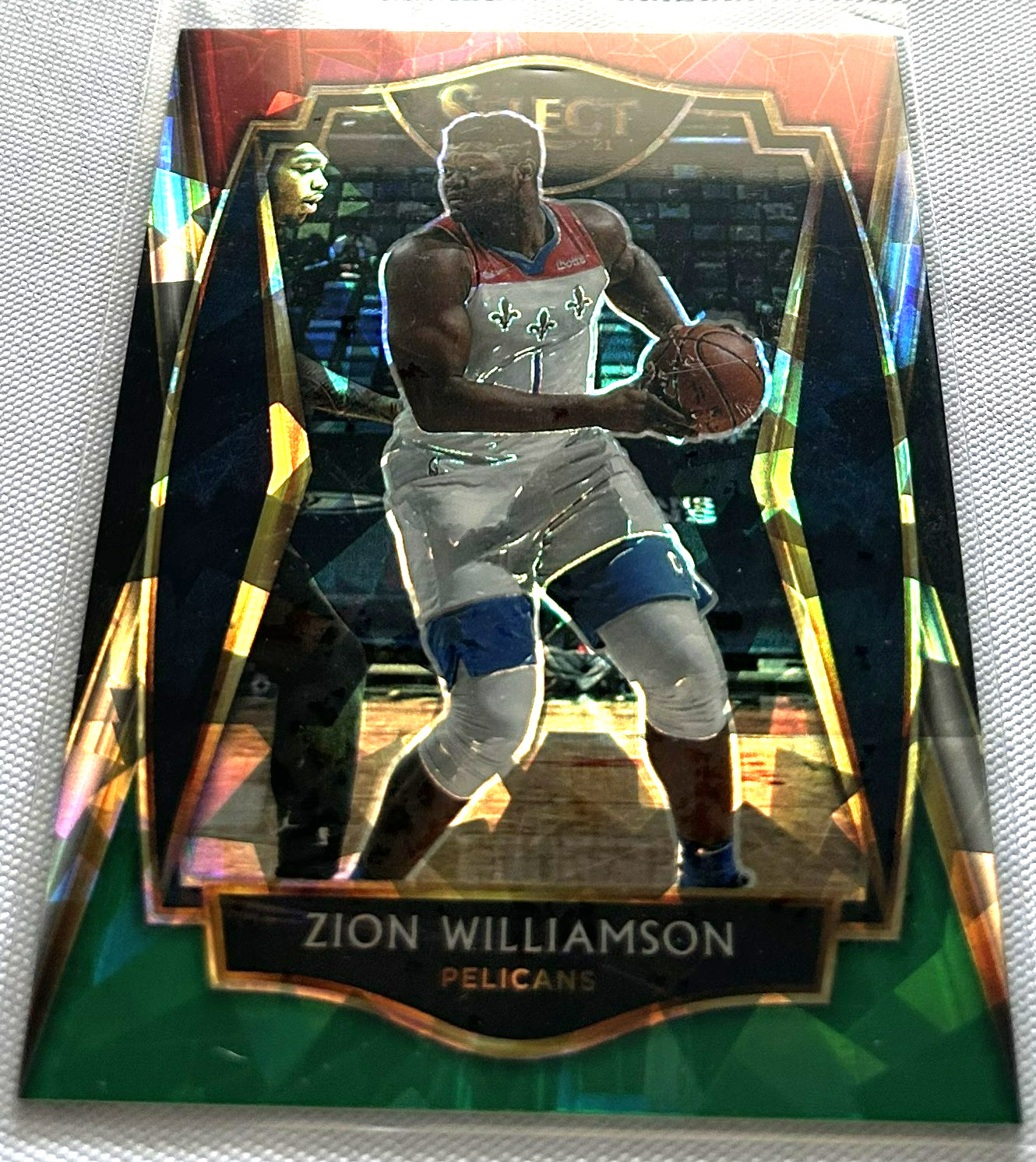 2020-21 Select Basketball Zion Williamson Pelicans Premier Red White & Green Ice