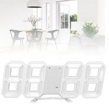 .›3D LED Wall Clock Minimalist White Frame Digital Wall Alarm Clock Timer With T