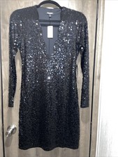 Express Sequin Black Long Sleeve Dress-Medium-NWT