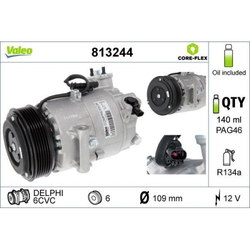 Compresseur Valeo 813244 de climatisation Core-flex durable et robuste pour Opel