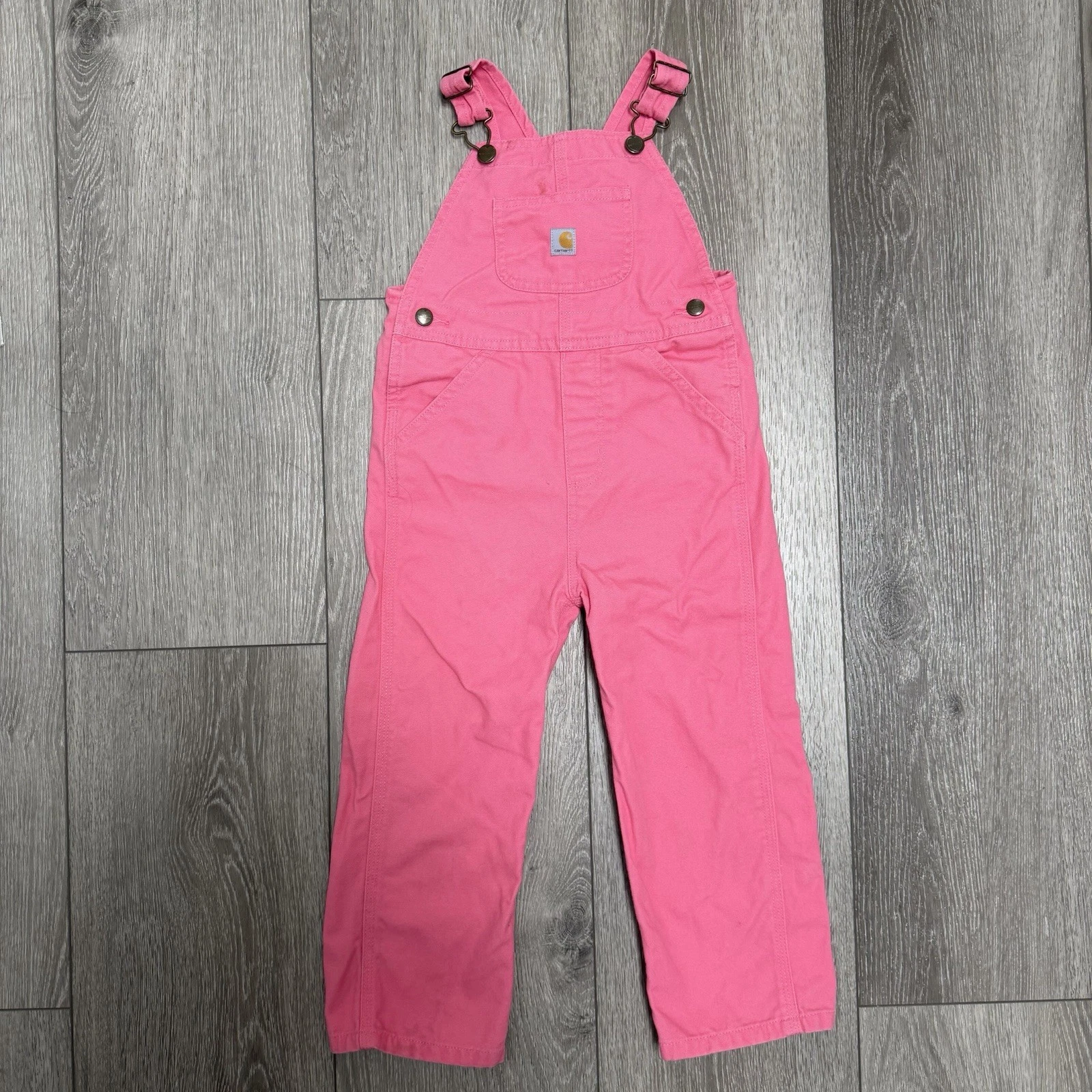 Carhartt Loose Fit Canvas Bib Pants Overalls Pink Lemonade 4T 5 Pocket OX9712-G