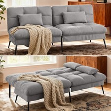 COMHOMA 2 Seater Fabric Sofa Bed with Adjustable Backrest for Living Room