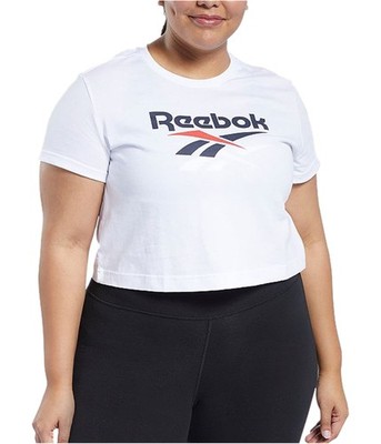 Reebok Womens Logo Graphic T-Shirt, white, Plus Size, 4X
