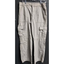 Aeropostale Utility Cargo Pants Tan Khaki Elastic Waist Mens Size Medium Cotton