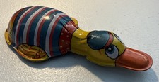 Vintage Tin Litho Noisemaker Party Clicker Yellow Duck - Made in Japan