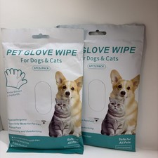 Disposable Pet Bathing Cleaning Glove Wipes Dog Cat Grooming Gloves Exp.02/27/27