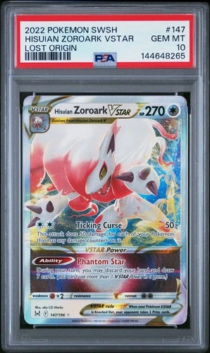 PSA 10 Gem Mint Hisuian Zoroark VSTAR #147/196 Swsh11: Lost Origin 2022