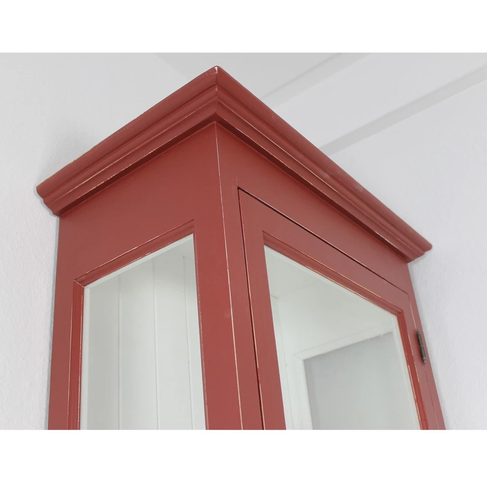 Vitrinenschrank Bücherschrank Vitrine Schrank Landhaus Shabby bordeaux - Bild 2 von 4