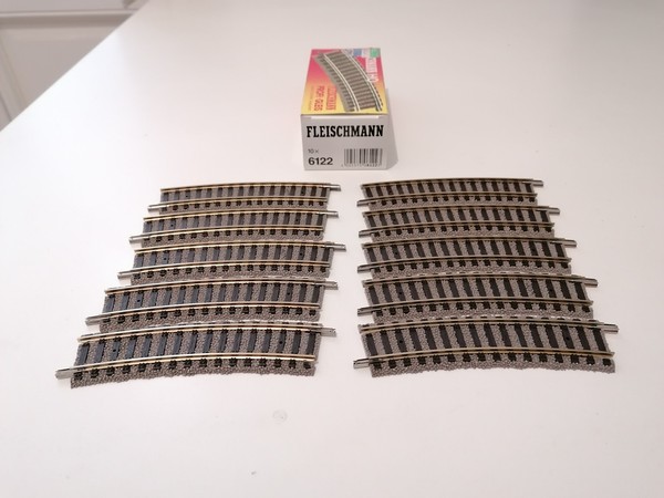 Fleischmann Profi H0 6122 Lote de 10 Vías Curvas 18º R1 356,5 mm Nuevo New OVP