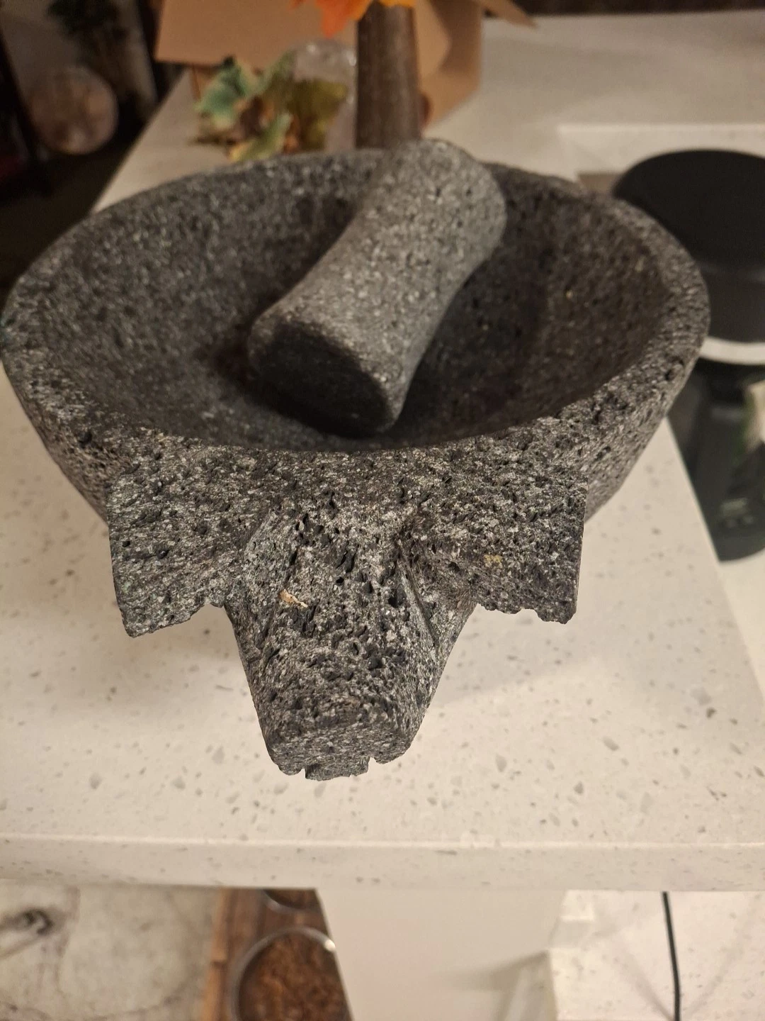 Authentic Molcajete/Tejolote Mexican Granite Mortar Salsa Maker 8" Pig