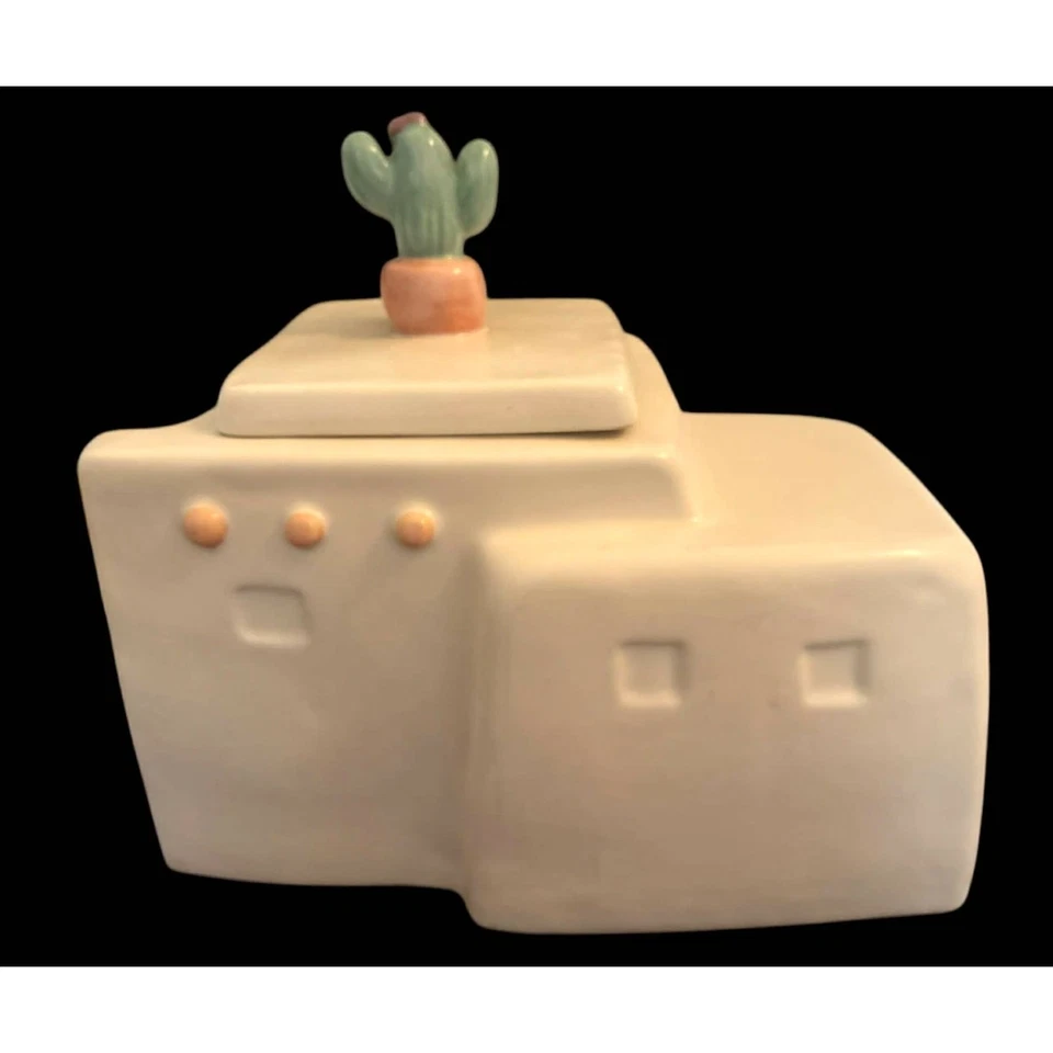 Винтажная банка для печенья Treasure Craft Aztec Pueblo Mesa Southwestern Adobe Cactus - Изображение 3 из 4