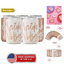 Bachelorette Party Bride Vibes Can Cooler - White Rose Gold 10 Count Neo...