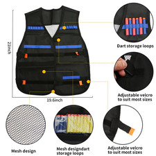 Kids Tactical Vest with Toy Pistol and Dart Holder for Outdoor Play