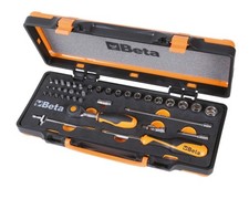 Beta Tools 12 Prese Esagonali, 20 Punte, 7 Accessori in Vassoio Schiuma, Custodia Metallo -
