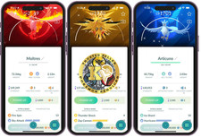 Pokémon PTC GO— Shiny Moltres—Zapdos—Articuno —Background Go Tour 2026—Digital♻️