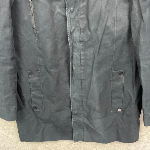 Hugo Boss Jacket Mens 40 Black Mewit1 Mac Pea Coat Trench Long Collared Commuter - Picture 3 of 15