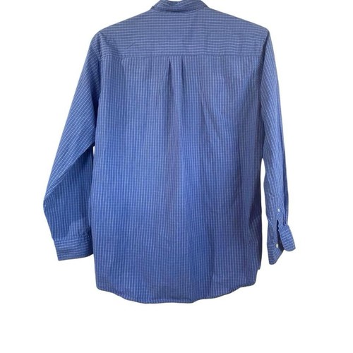 Structure Men’s Long Sleeve Button Down Blue White Grid Pattern - Picture 2 of 3