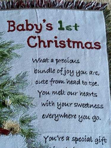 Baby’s First Christmas Tapestry Throw Blanket Collections Etc. Bear 35” X 48” - Picture 4 of 7