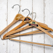 Lot of 3 1950s-60s Vintage Wood Hangers Advertising Clothes Suit Hangers Lot 1