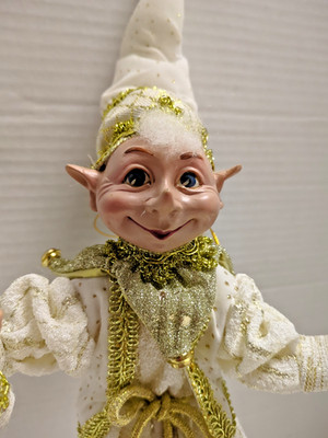Robert Stanley Christmas Home Collection 20 Pose-able Elf Gold Ivory Jester Xmas