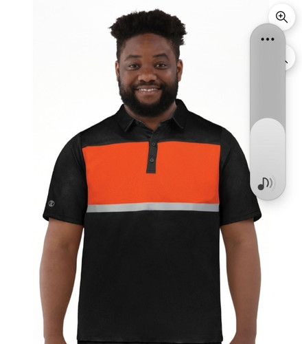 Holloway Prism Bold Athletic Polo Black Orange Men's Size XL 50+ UPF