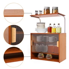 Microware Stand Kitchen Island Storage Cabinet with Open Shelves & Doors