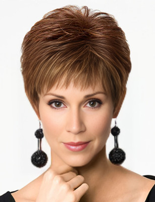 Short Straight Layered Chic Cut Synthetic Hair Wigs Women Soft Natural Daily