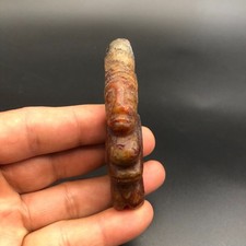 Old Hongshan Culture Hetian Jade Hand-Carved Sun God Helios Amulet Pendant,H014