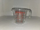 Vintage 2 Cup 16 oz Pyrex 516 Glass Red Letter Measuring Cup Open End Handle