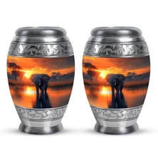 Mini Urns Human Ashes 3Inch Set Of 2 with Elephant Keepsake Small Urn